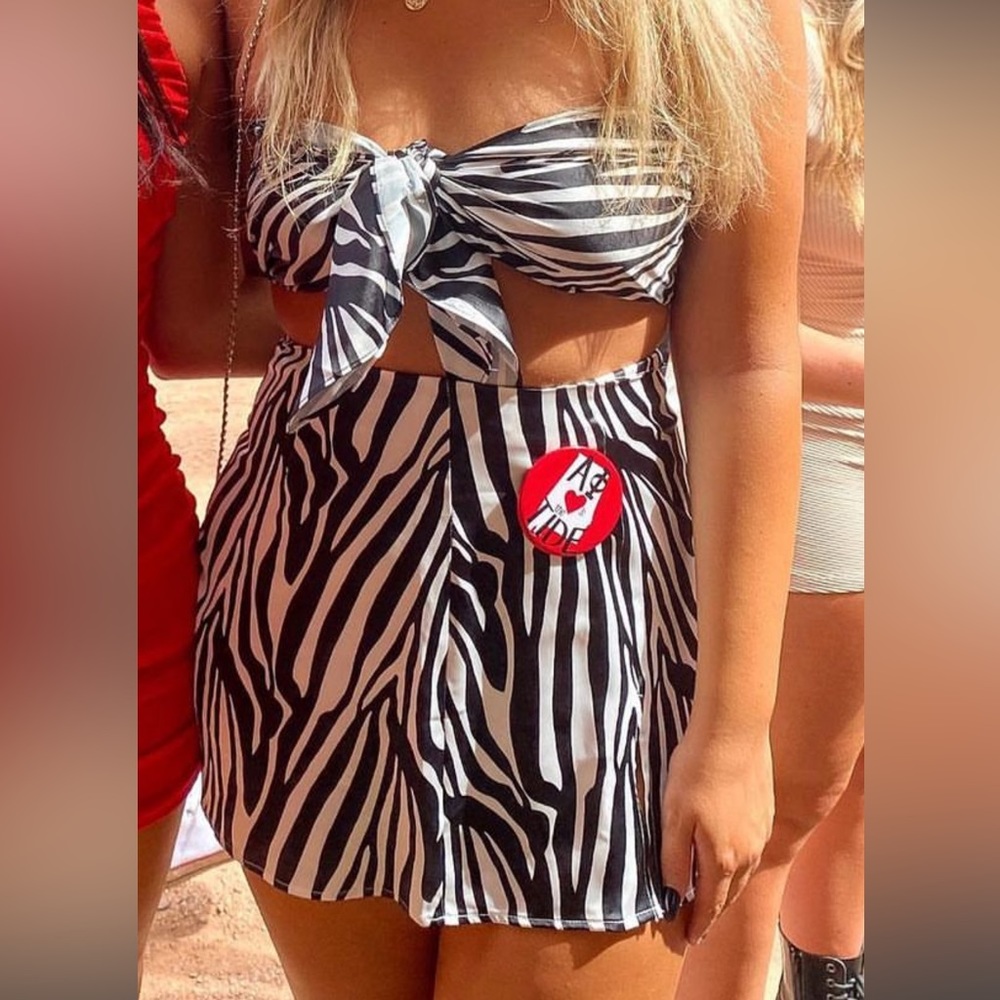 Zebra two piece set with scarf top